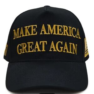 Gold MAGA Black Baseball Cap